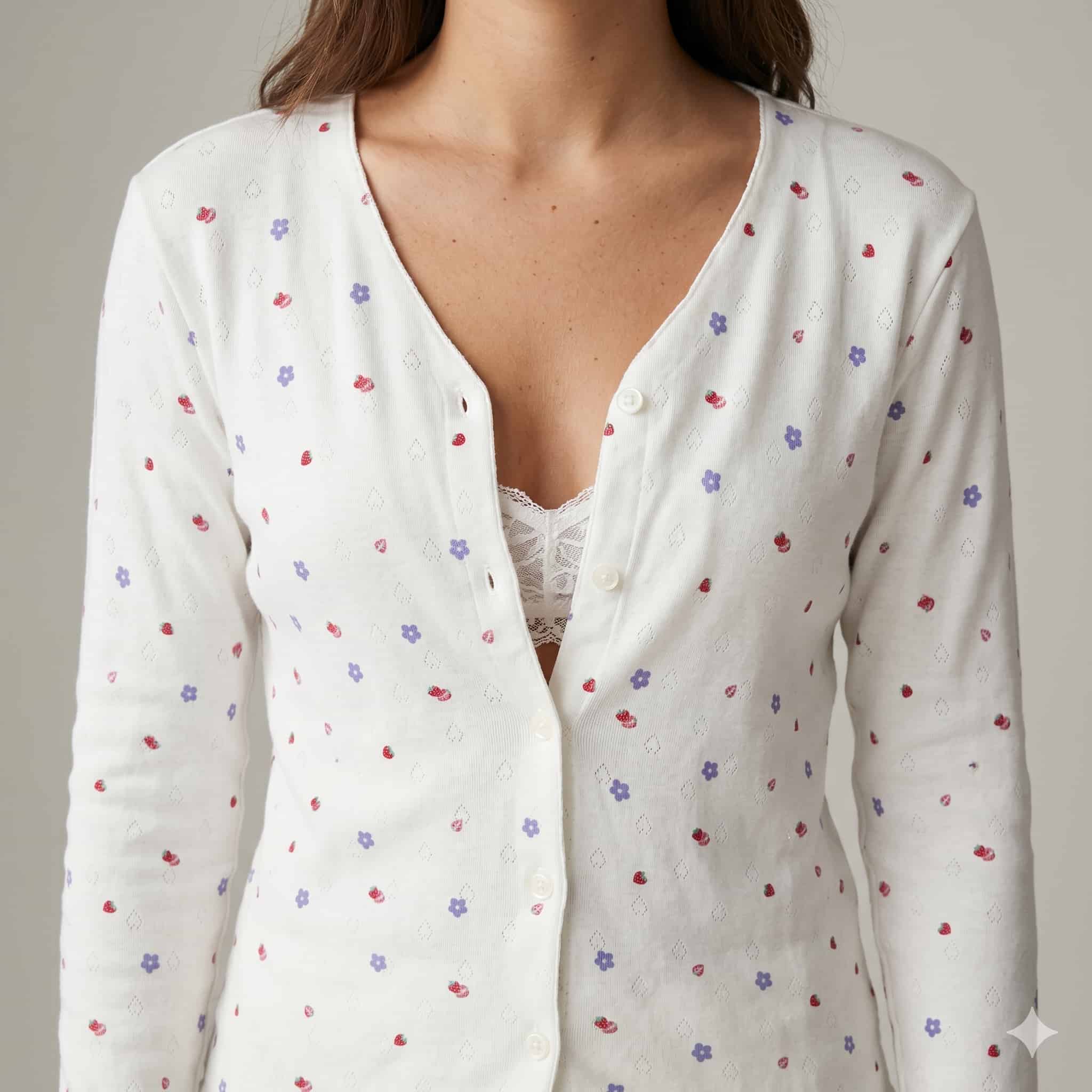 Berry Blossom Women Full Sleeves Pajama Set - White