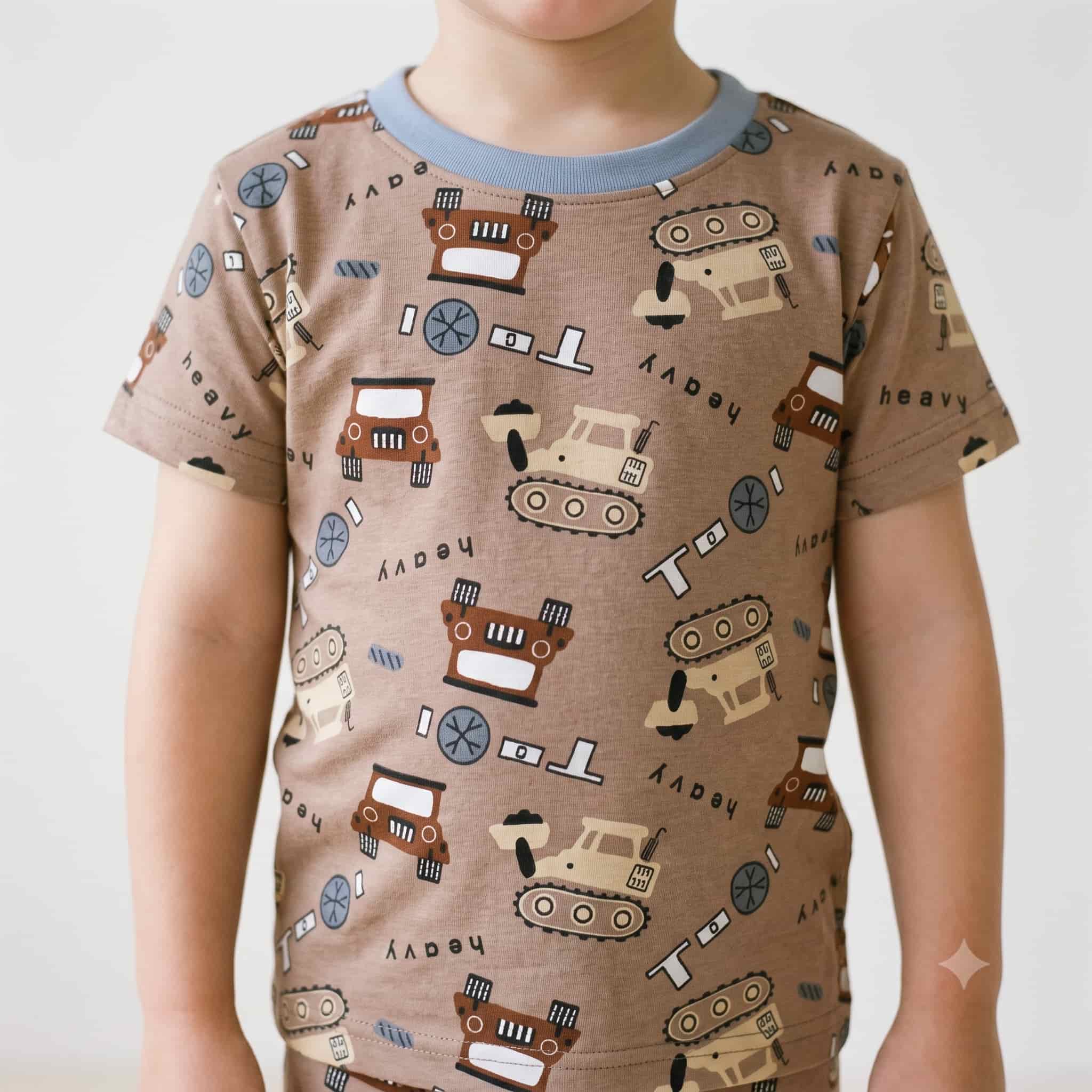 Heavy Duty Boys Half Sleeves Pajama Set - Brown