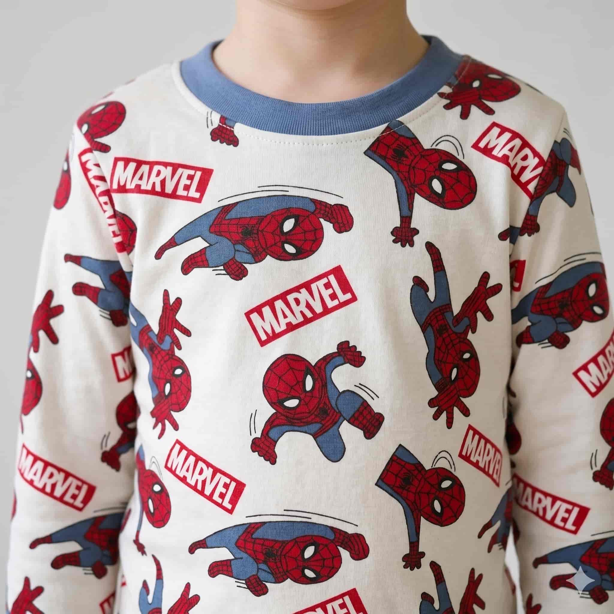 Spider Man Boys Full Sleeves Pajama Set - Off-White