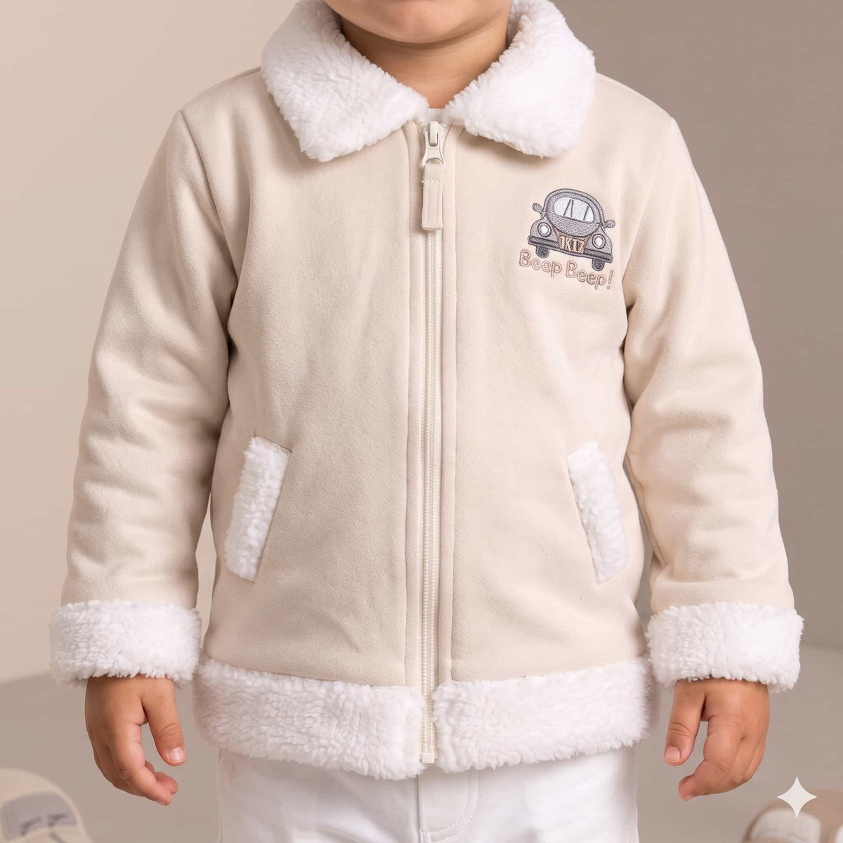 Beep Beep Cozy Baby Boys Winter Full Sleeves Pajama Set - Beige
