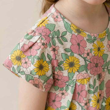 Floral Bloom Half sleeves girl pajama Set - Multicolor