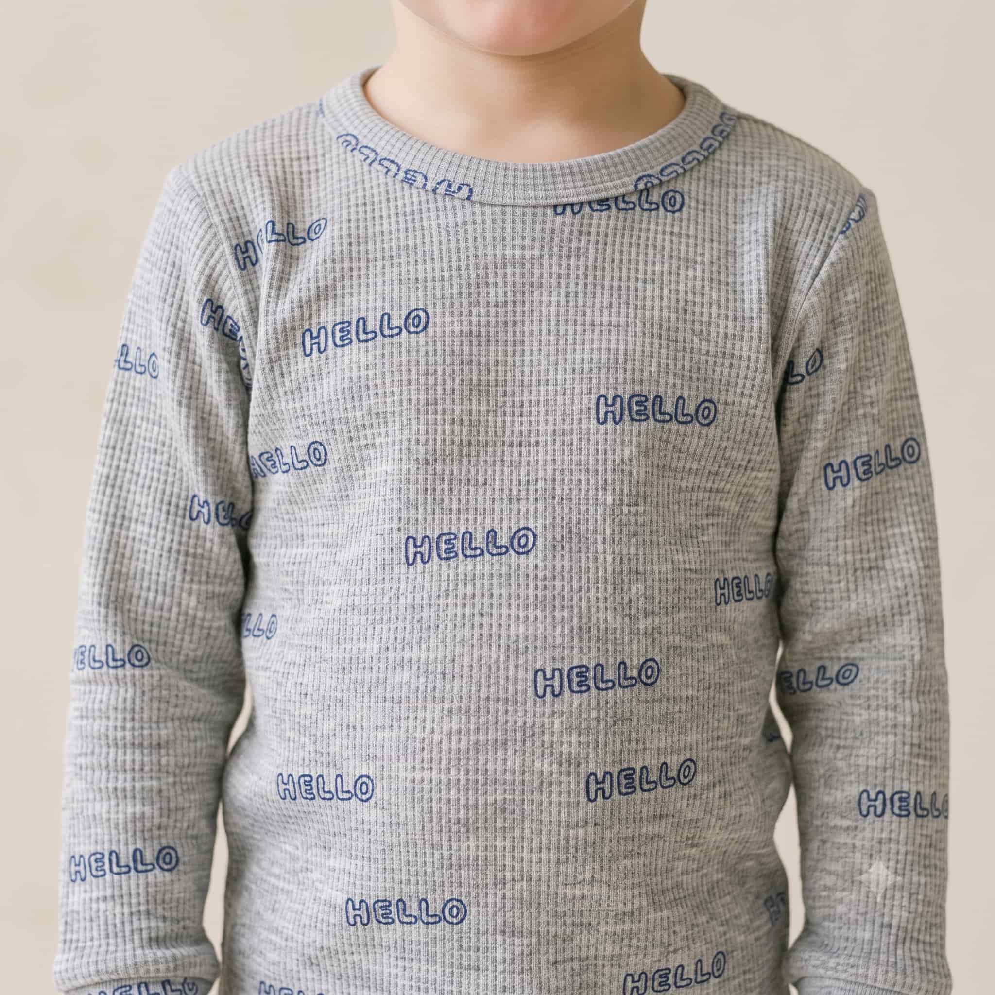 Hello Buddy Boys Full Sleeves Pajama Set – Light Grey