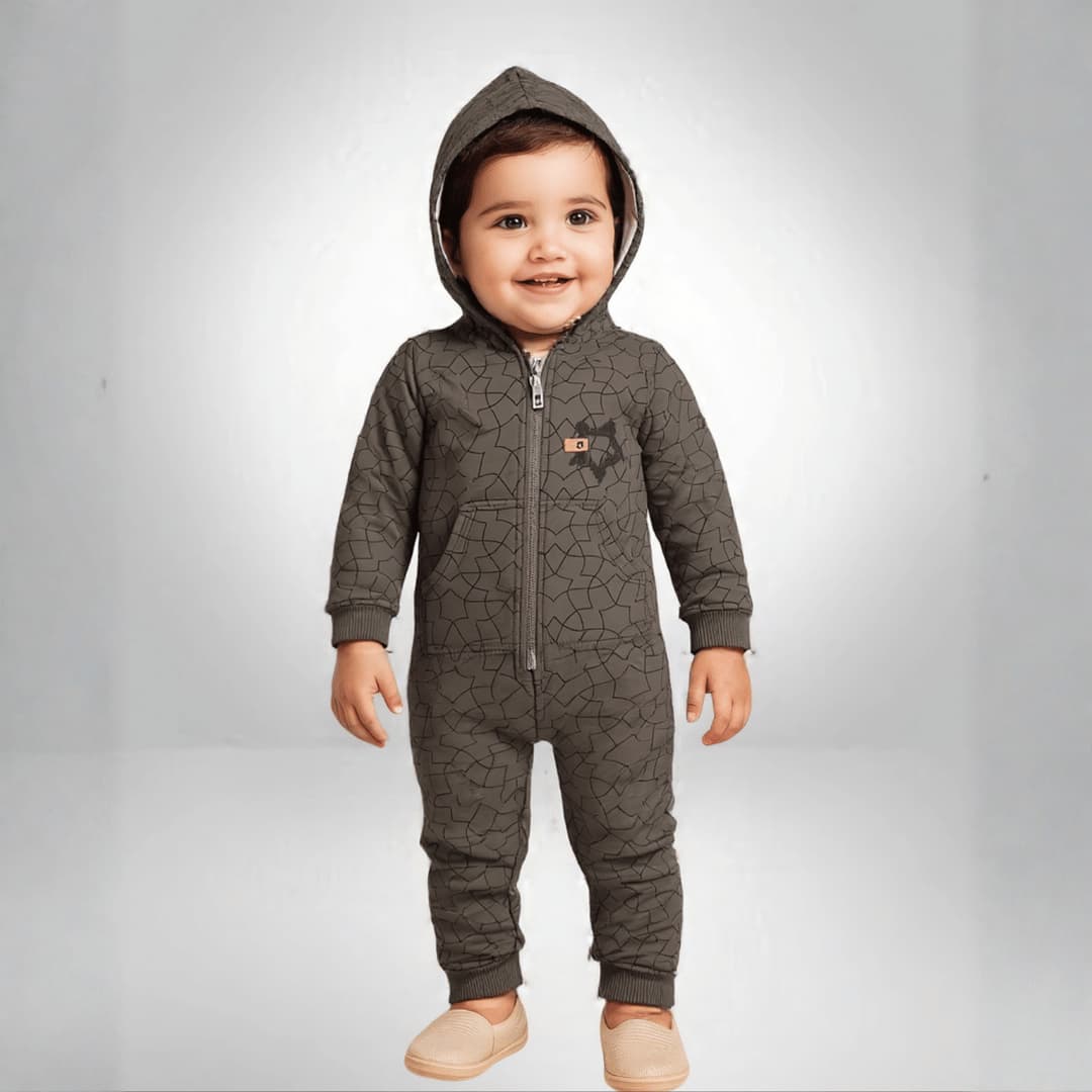 Star Baby Boy Bodysuit- Grey