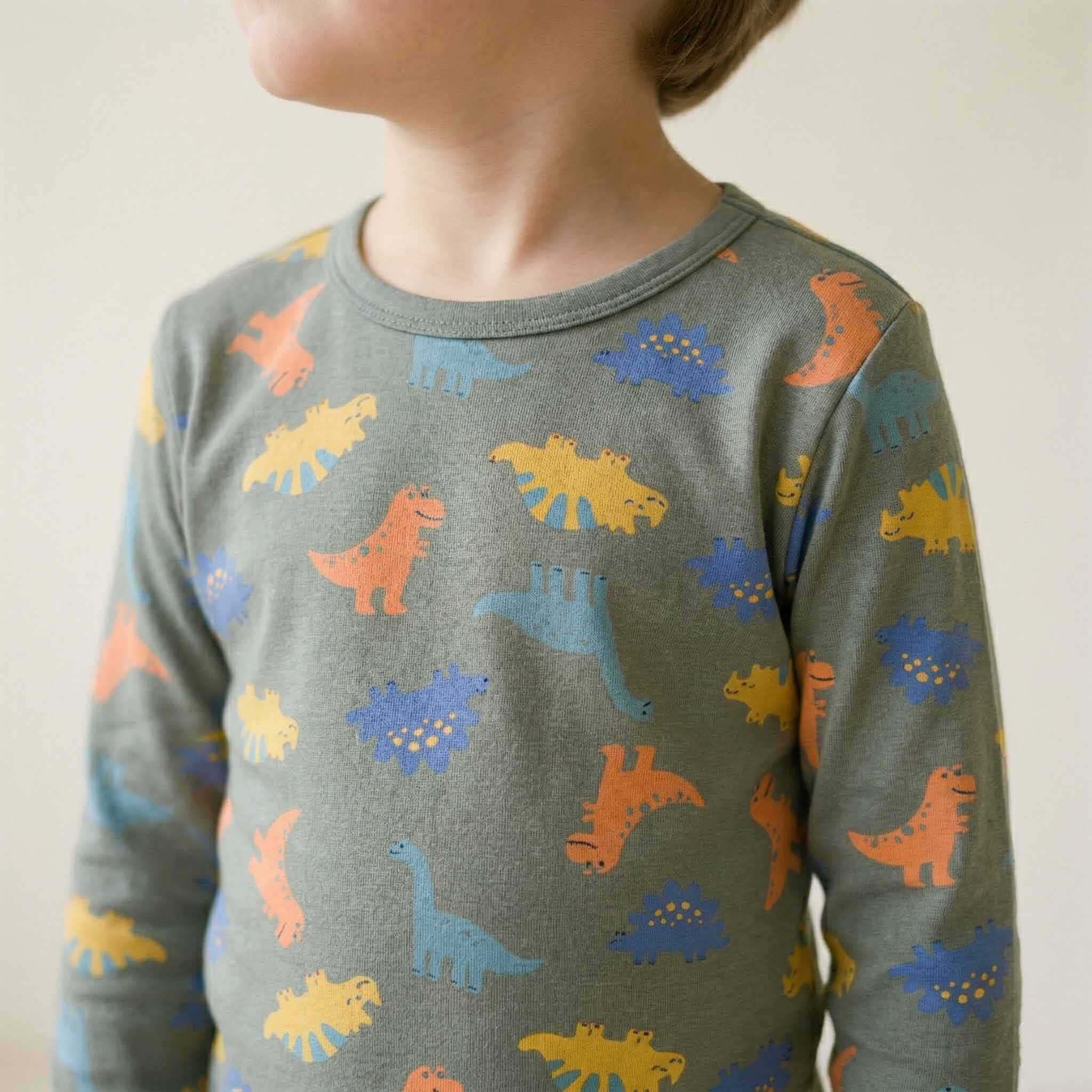Dino World Boys Full Sleeves Pajama Set - Green