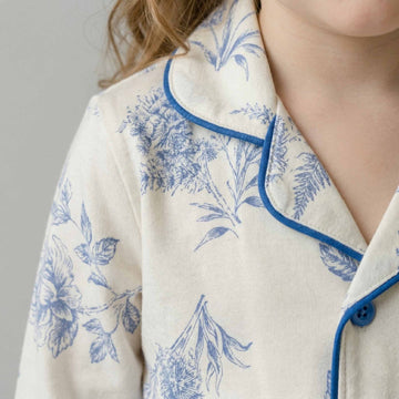 Dandelions Girls Button Pajama Set - White & Blue