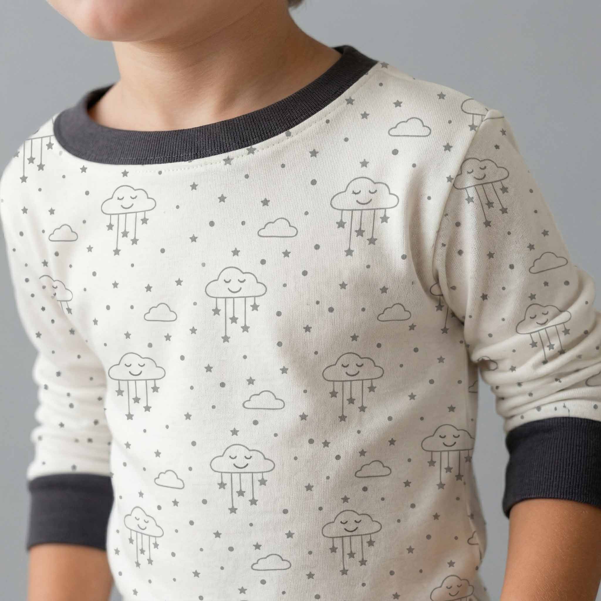 Clouds & Stars Boys Full Sleeves Pajama Set - White