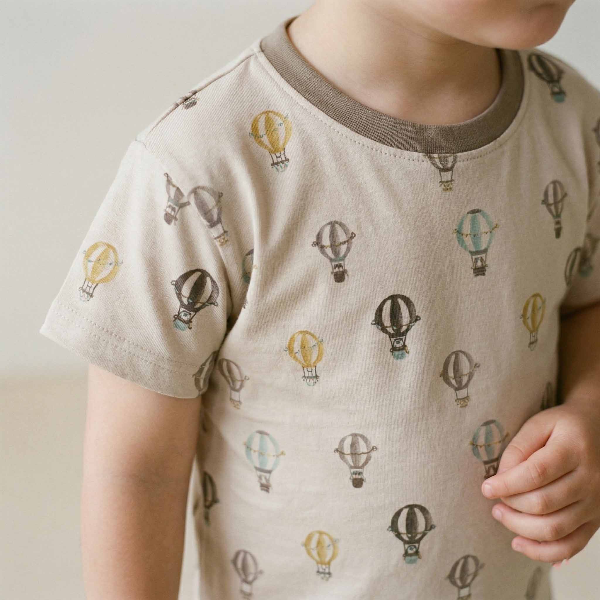 Hot Air Balloon Boys Pajama Set - Light Brown