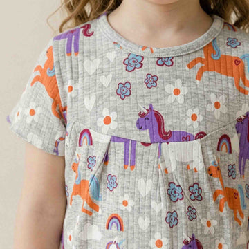 Unicorn Bliss Girls Pajama Set - Grey