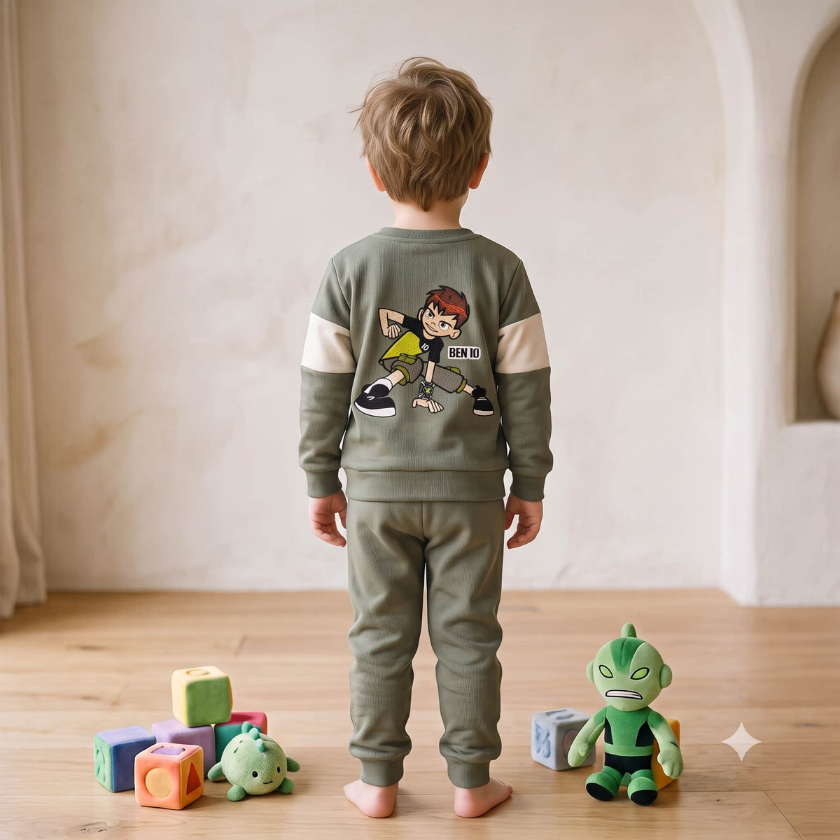 Ben10 Boys Winter Full Sleeves Pajama Set – Olive Green