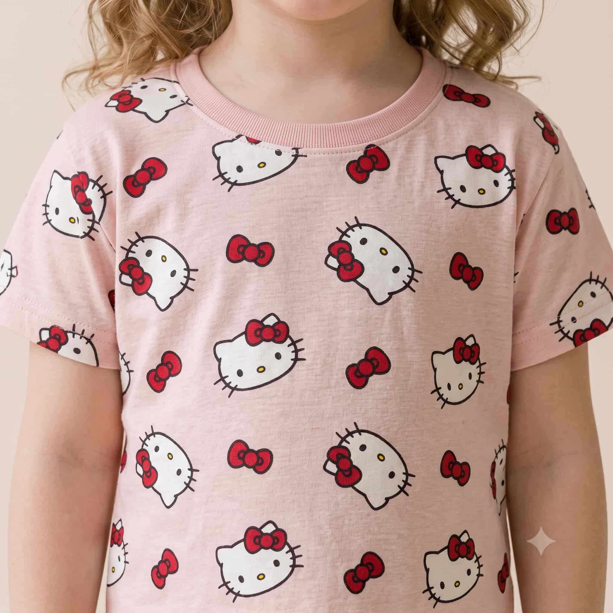 Sweet Kitty Girls Half Sleeves Pajama Set - Pink