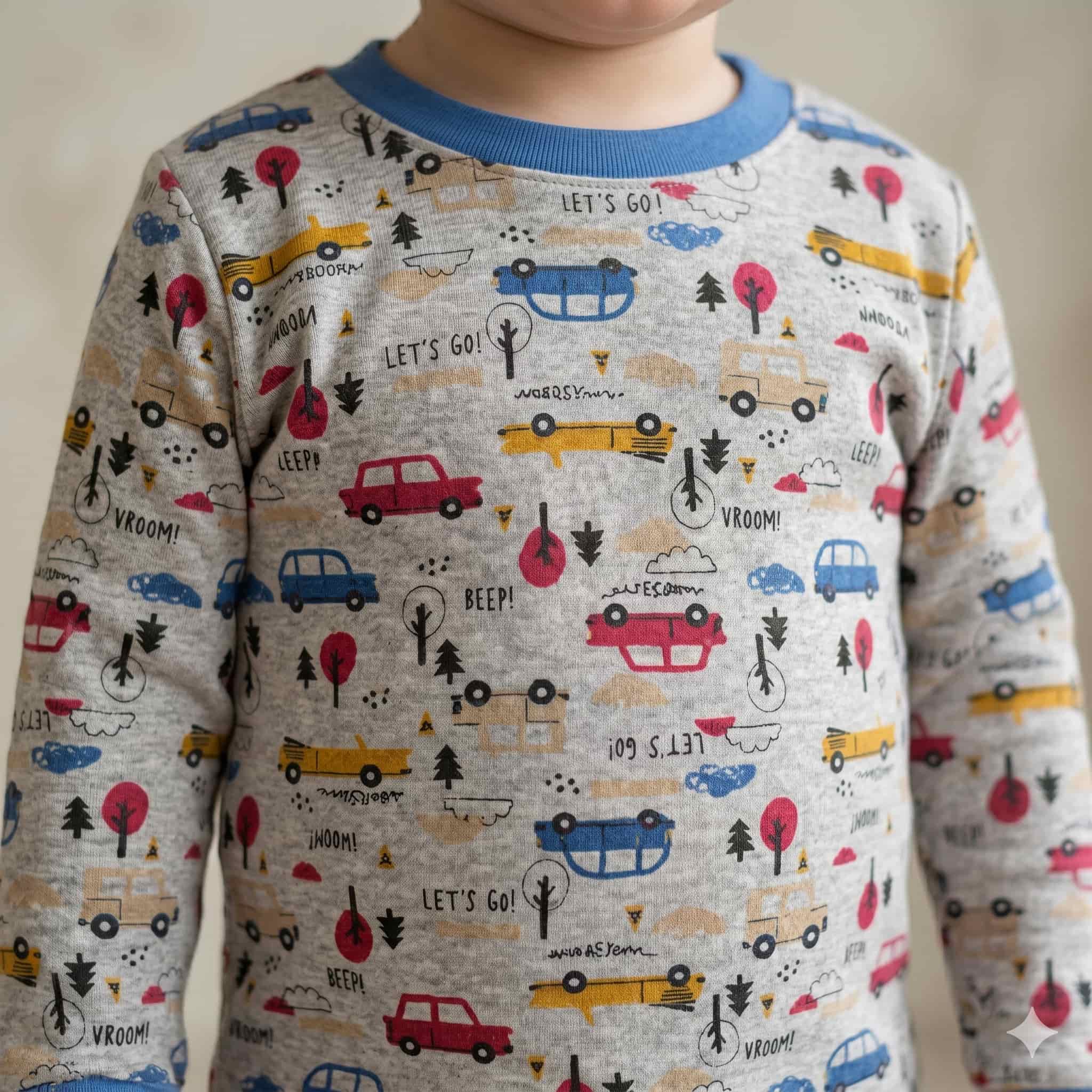 Road Trip Baby Boys Full Sleeves Pajama Set - Grey