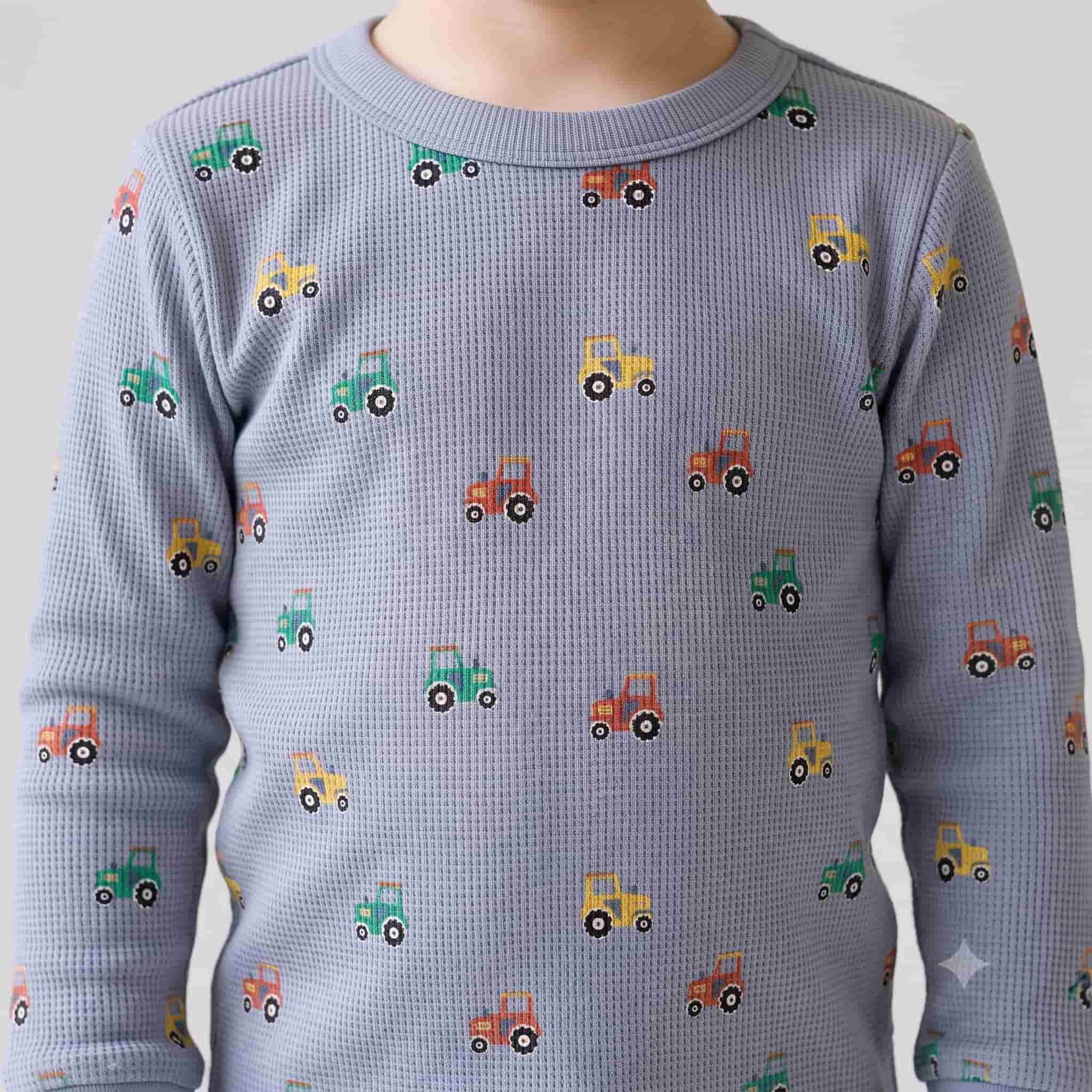 Tiny Tractors Boys Full Sleeves Pajama Set – Lavender Grey