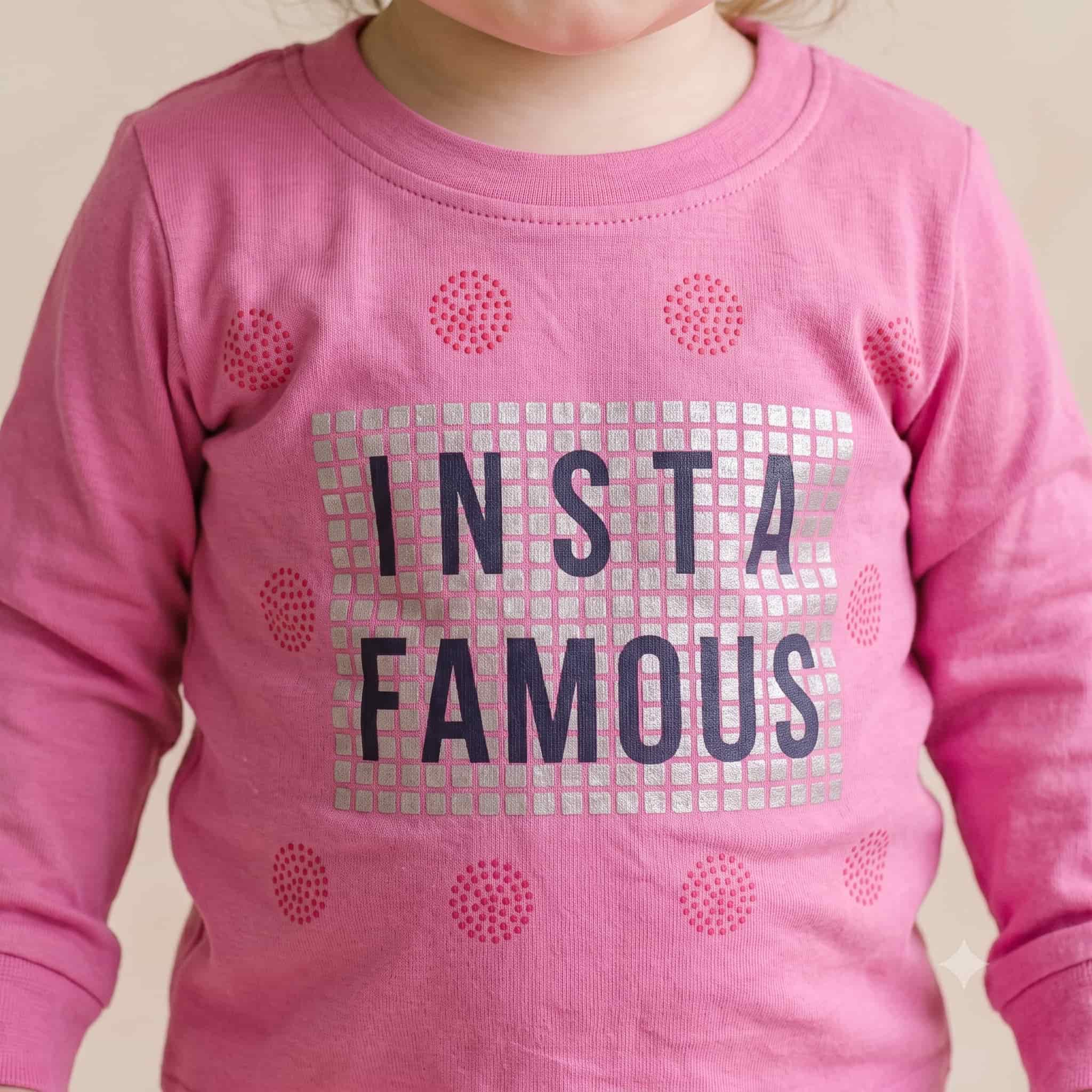 Insta Chic Baby Girls Full Sleeves Pajama Set - Rose Pink