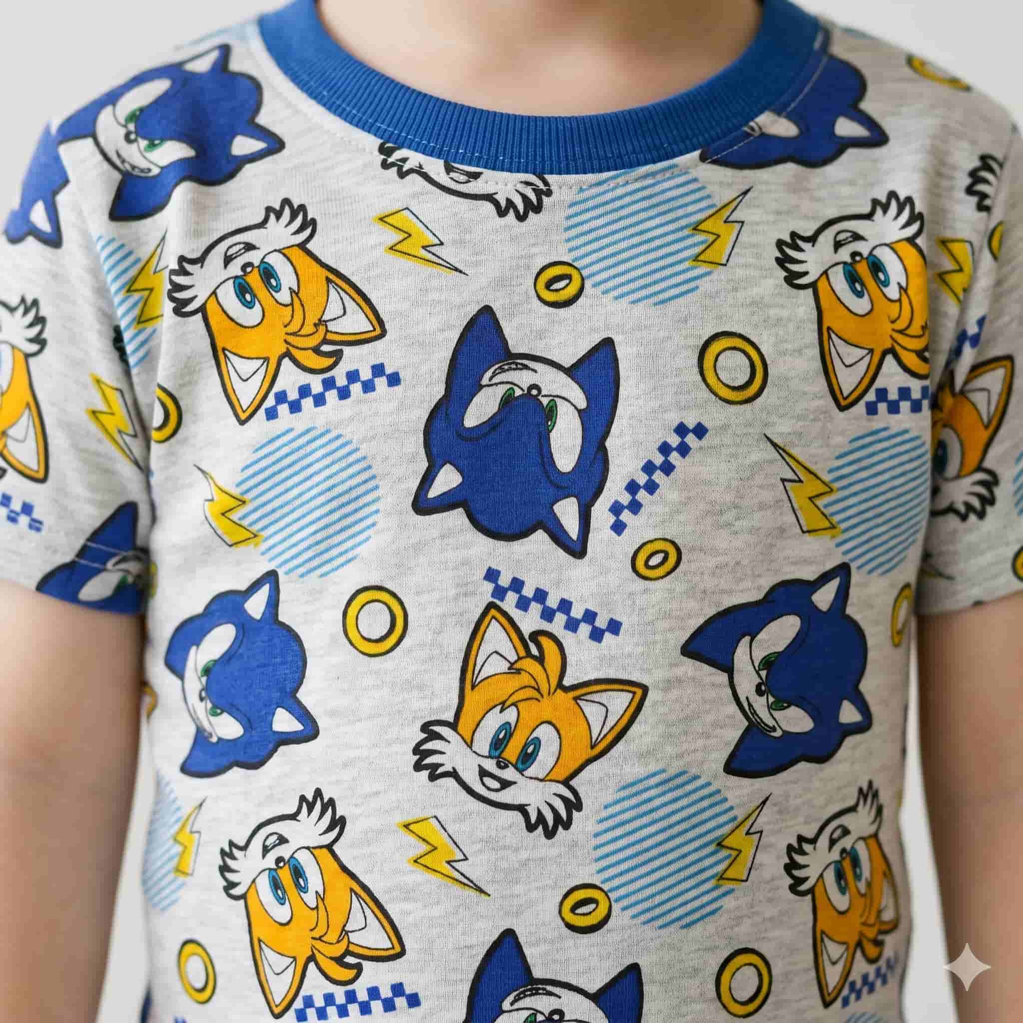 Sonic Speed Boys Half Sleeves Pajama Set - Grey