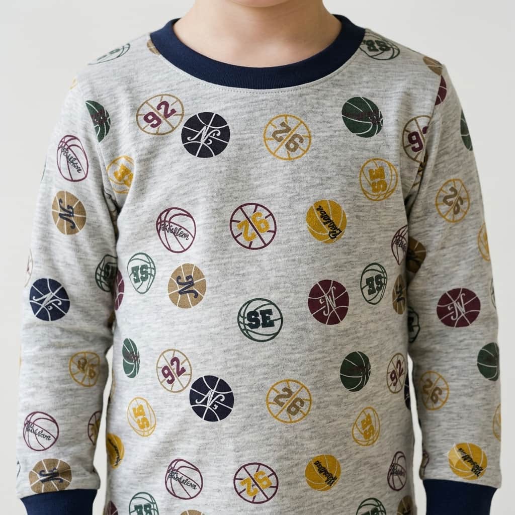 Slam Dunk Boys Full Sleeves Pajama Set - Light Grey