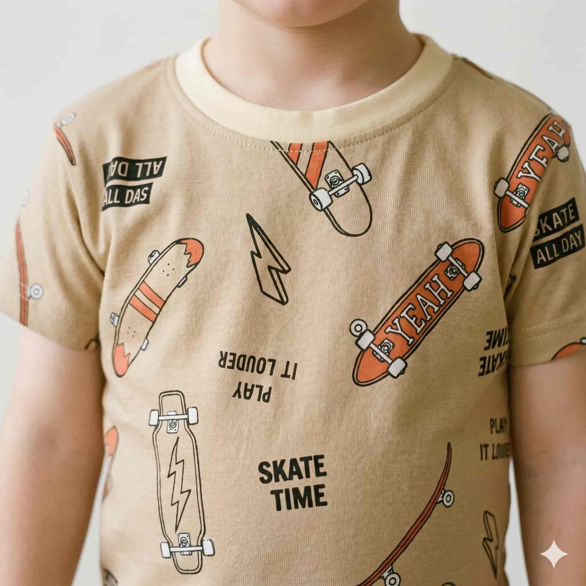 Skate Crew Boys Half Sleeves Pajama Set - Desert Tan