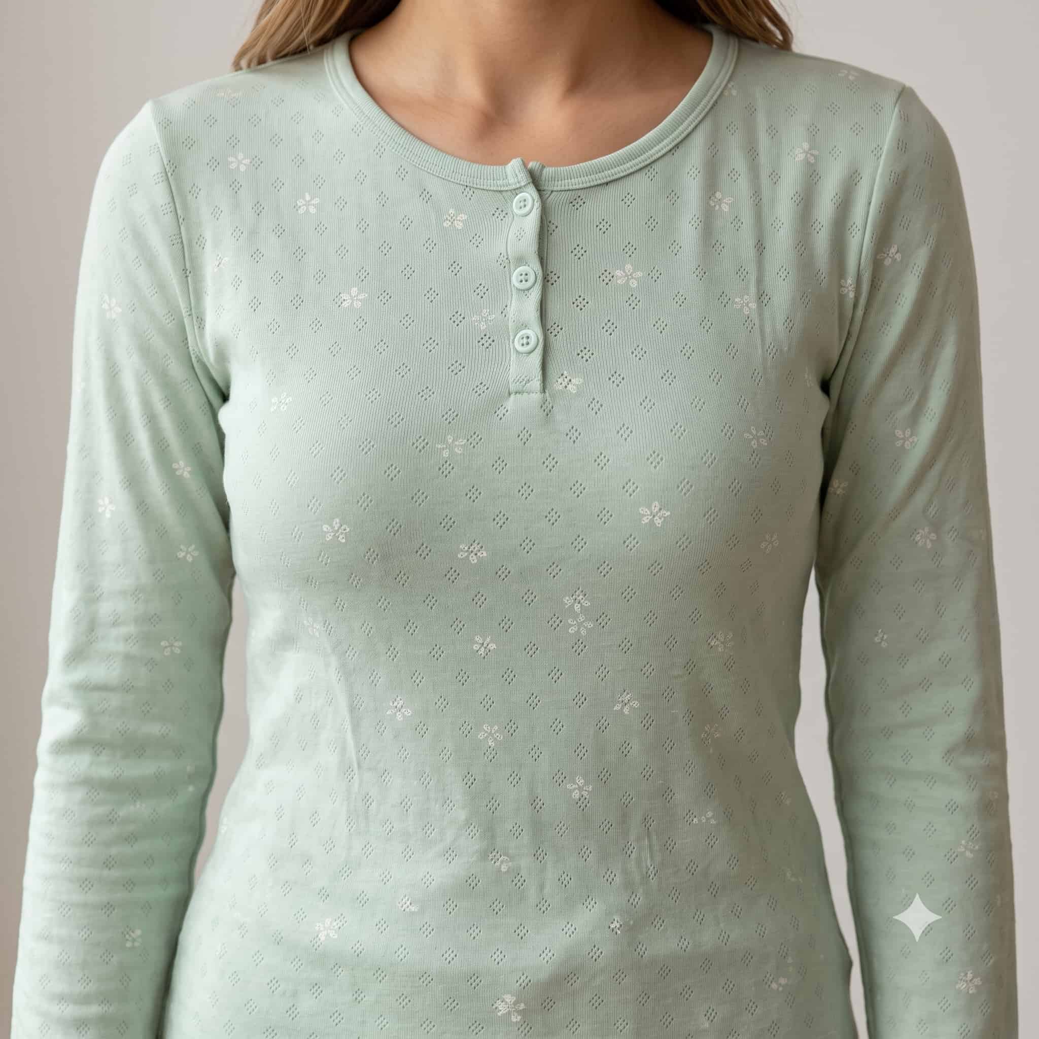 Sage Breeze Women Full Sleeves Pajama Set - Mint Green