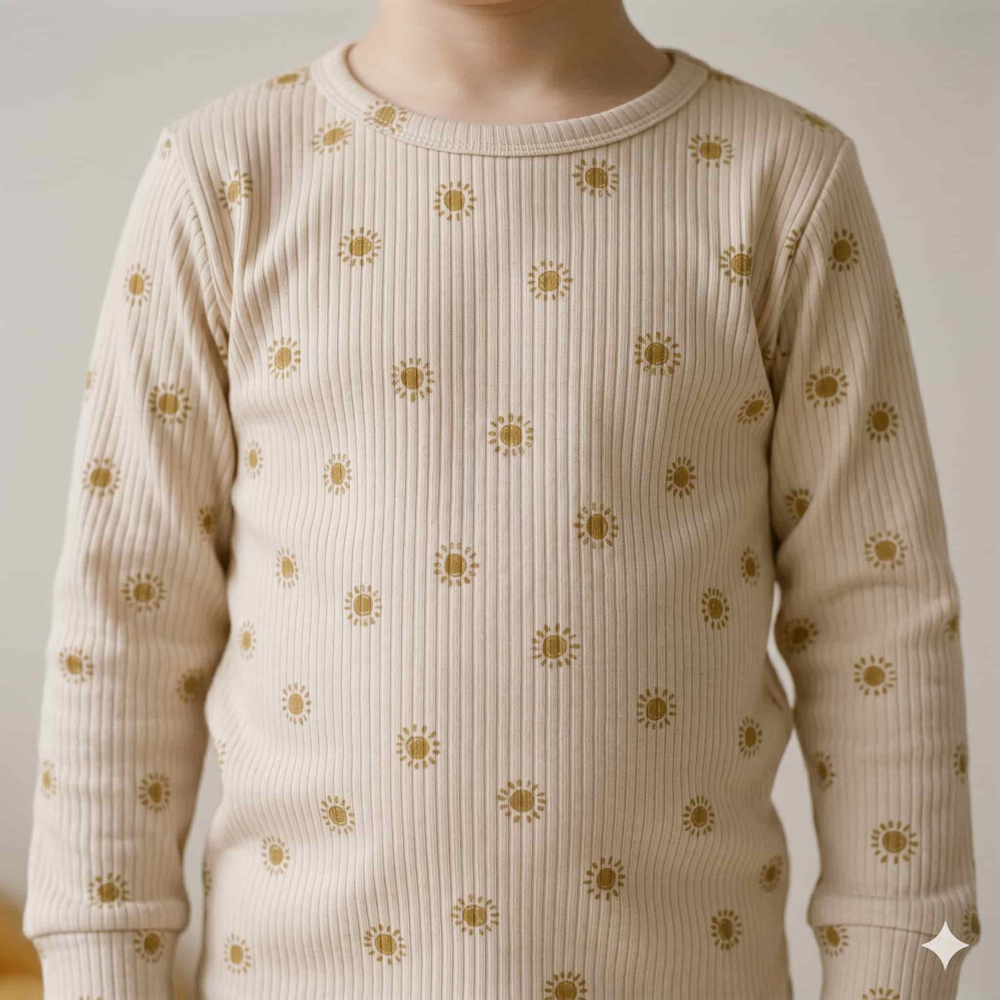 Sunny Glow Boys Full Sleeves Pajama Set – Cream