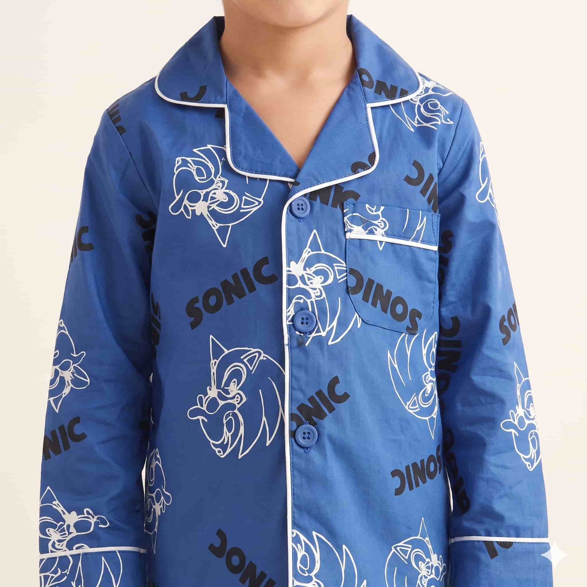 Sonic Boys Full Sleeves Pajama Set - Royal Blue