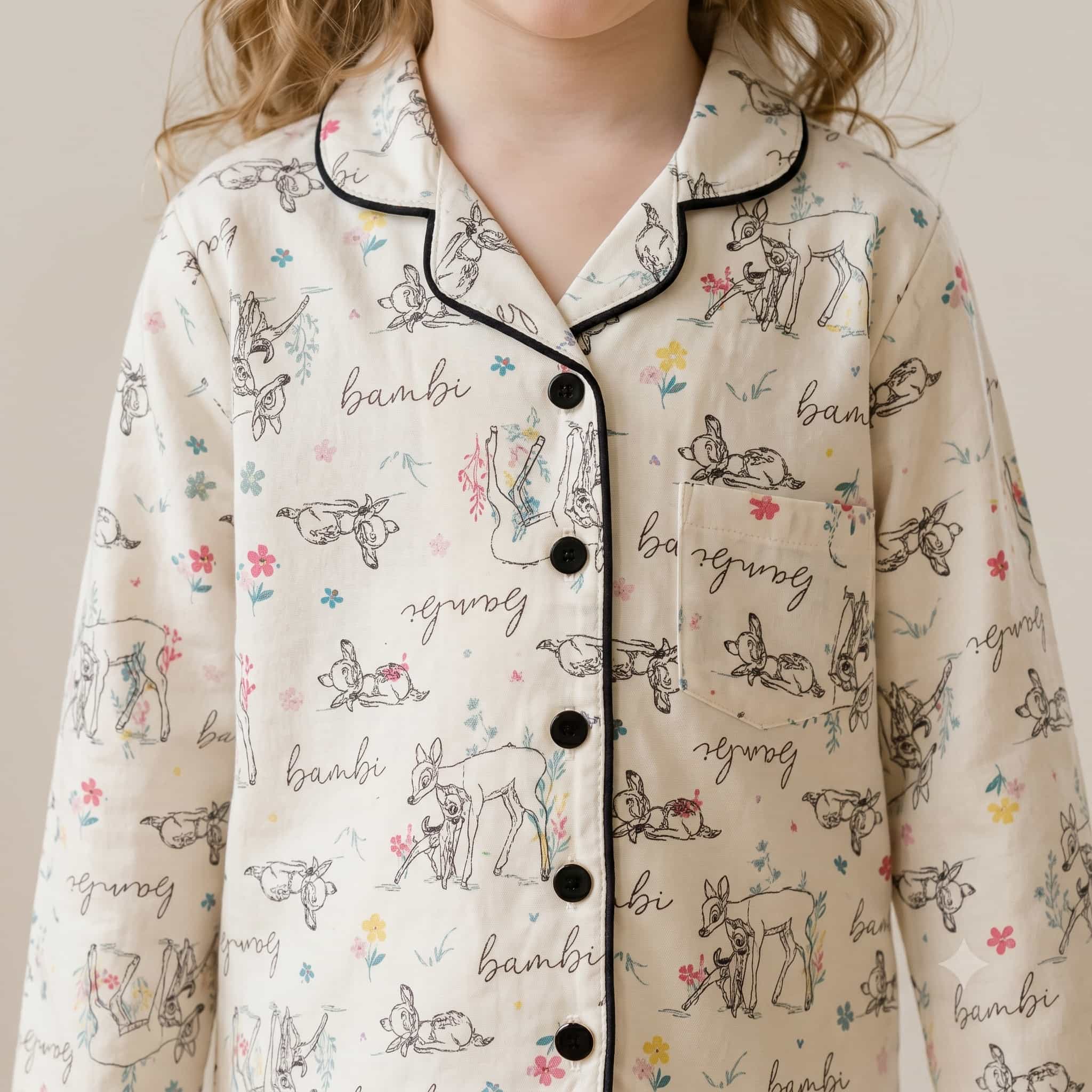 Bambi Girls Full Sleeves Pajama Set – Cream