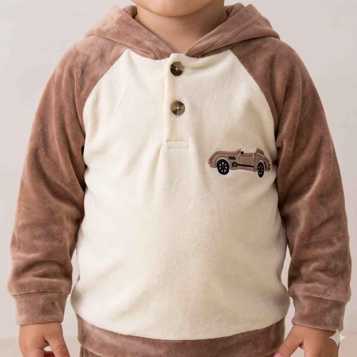 Cozy Cruiser Baby Boys Winter Full Sleeves Pajama Set – Cream White & Mocha Brown