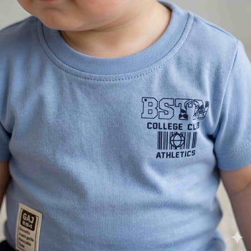 Varsity Vibes Baby boys Half sleeves Short set - Blue