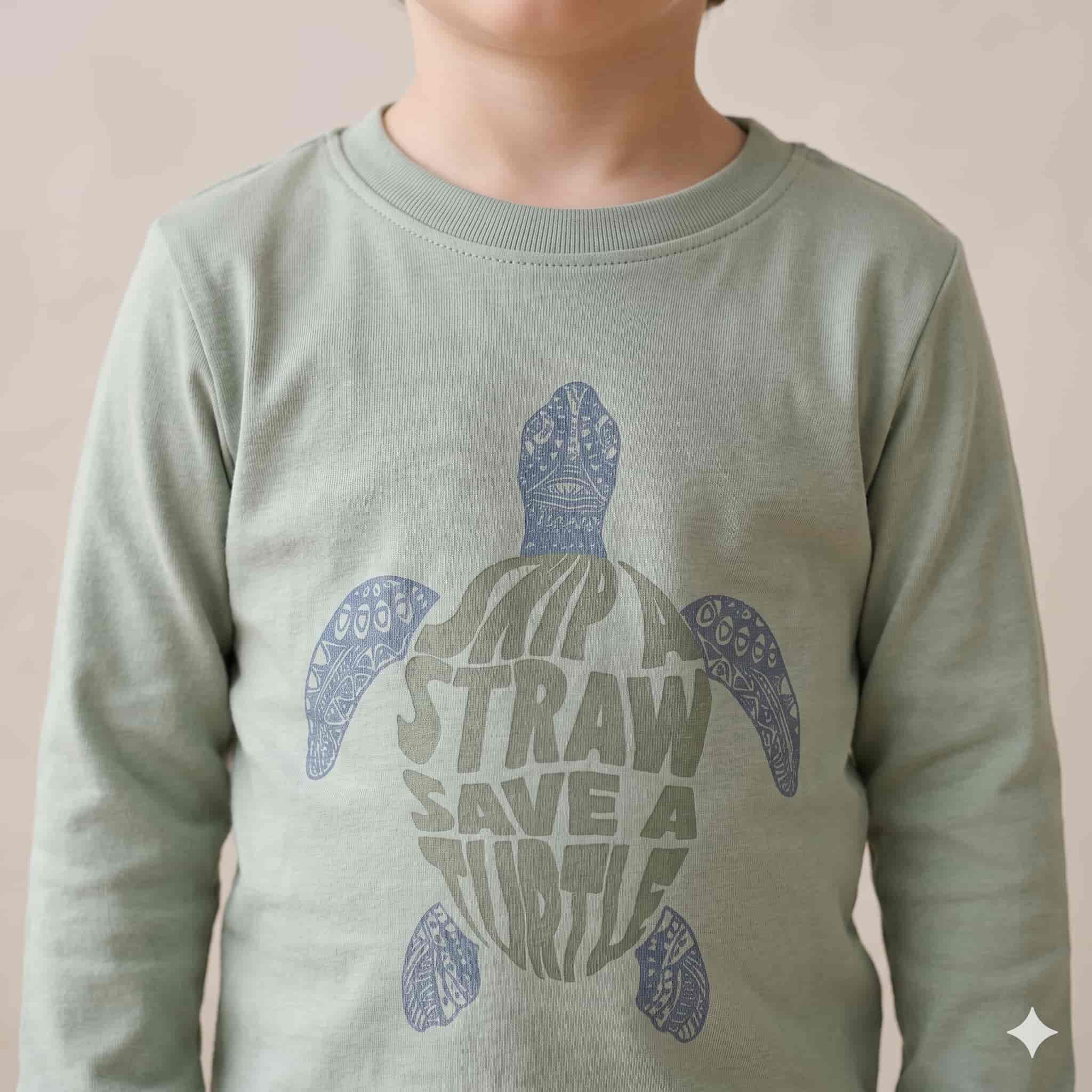 Eco Turtle Boys Full Sleeves Pajama Set - Sage Green