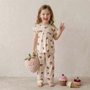Cupcakes Girls Pajama Set - Cream