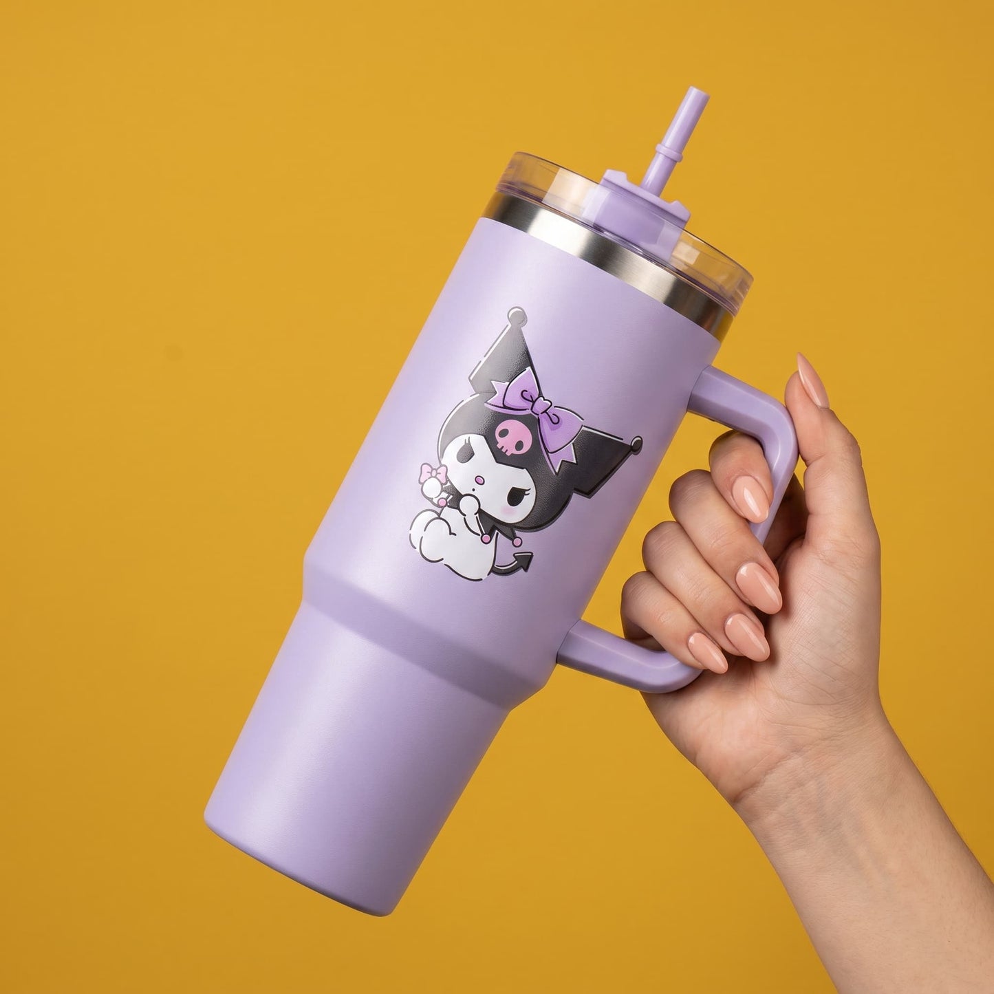 Kuromi Charm Vacuum Insulated Travel Tumbler 1200ml - Purple