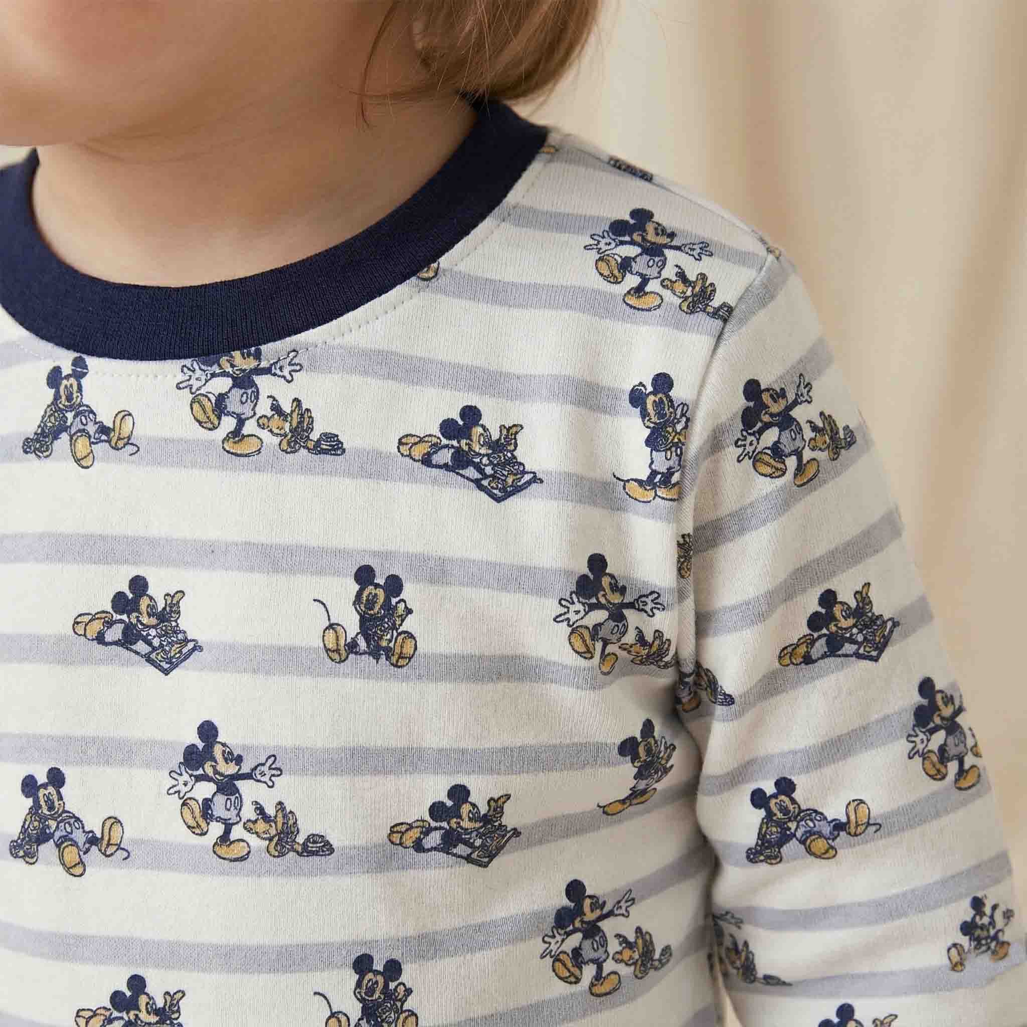 Mischievous Mickey Baby Boy Full Sleeves Pajama Set - White & Navy Blue