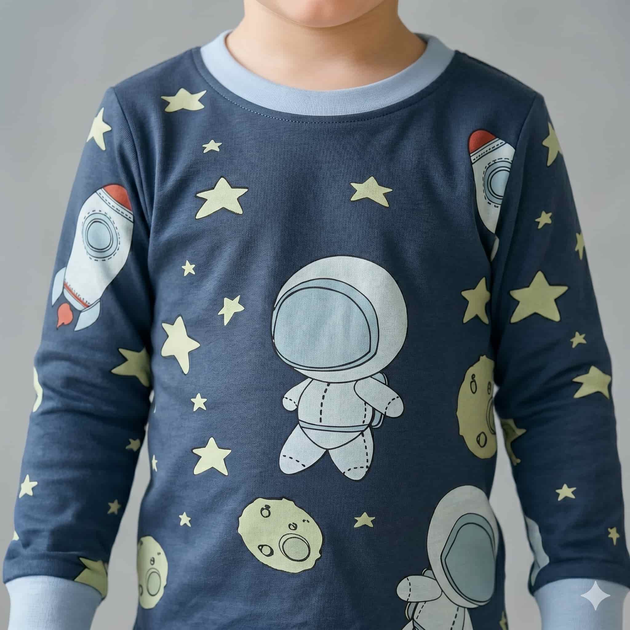 Galactic Dreamer Boys Full Sleeves Pajama Set - Navy Blue