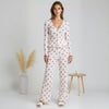 Roses Full Button Women Pajama Set- Off White