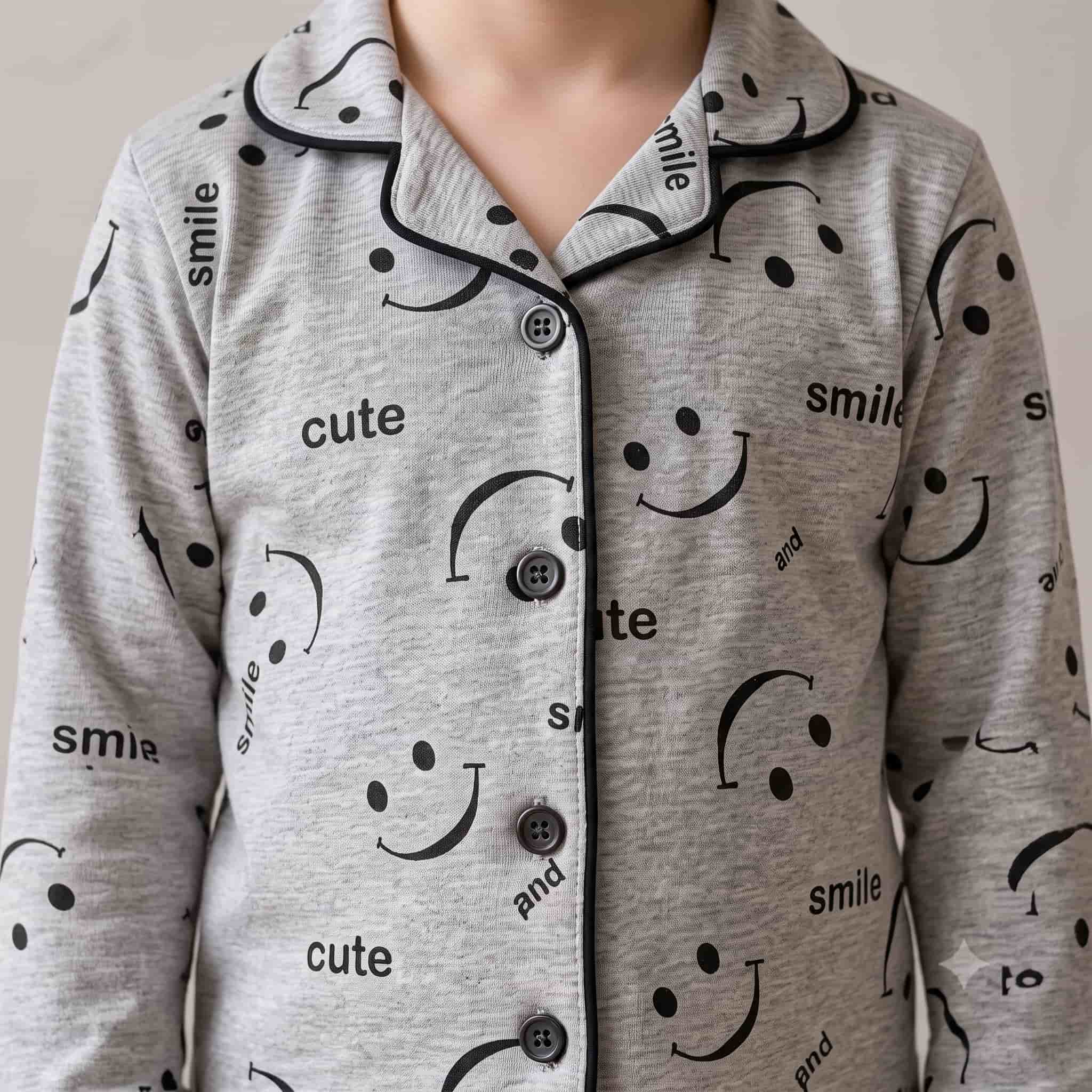 Happy Vibes Boys Full Sleeves Pajama Set - Grey