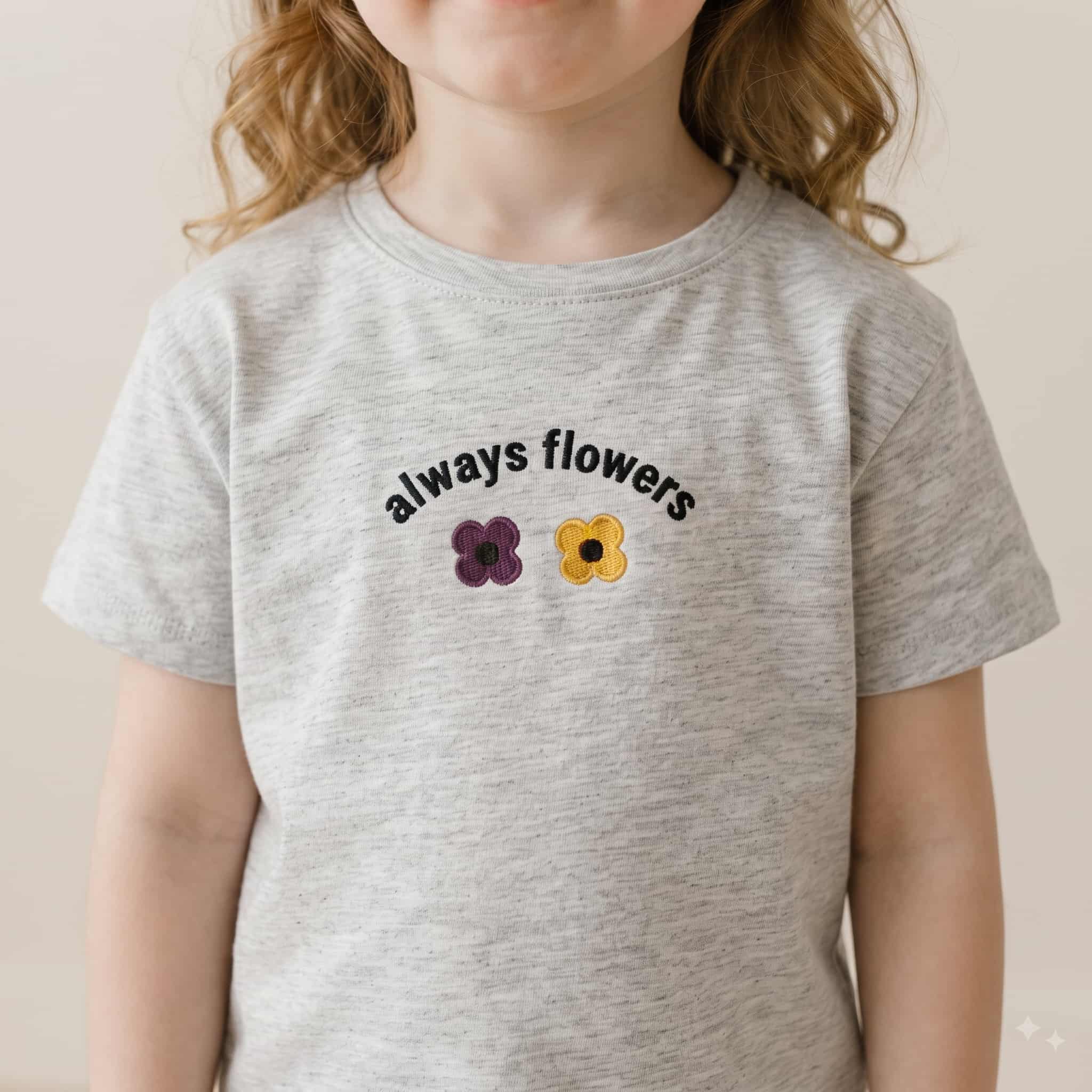 Playful Petals Girls Half Sleeves Pajama Set - Grey