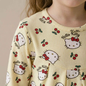 Hello Kitty Girls Full Sleeves Pajama Set - Yellow