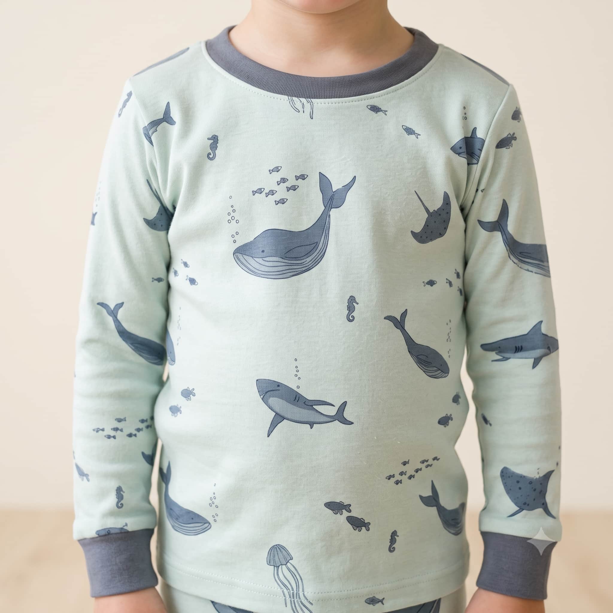 Ocean Explorer Boys Full Sleeves Pajama Set - Mint Green