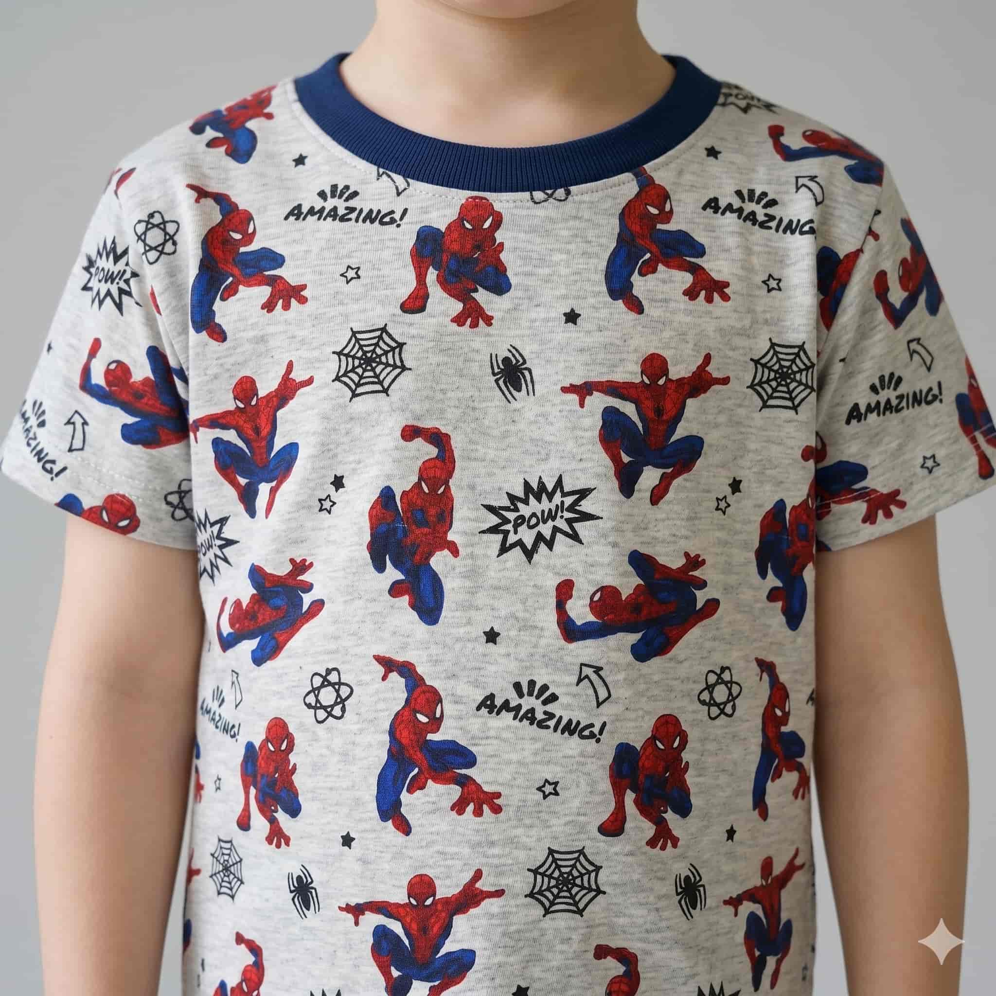 Spider Man Web Boys Half Sleeves Pajama Set - Grey