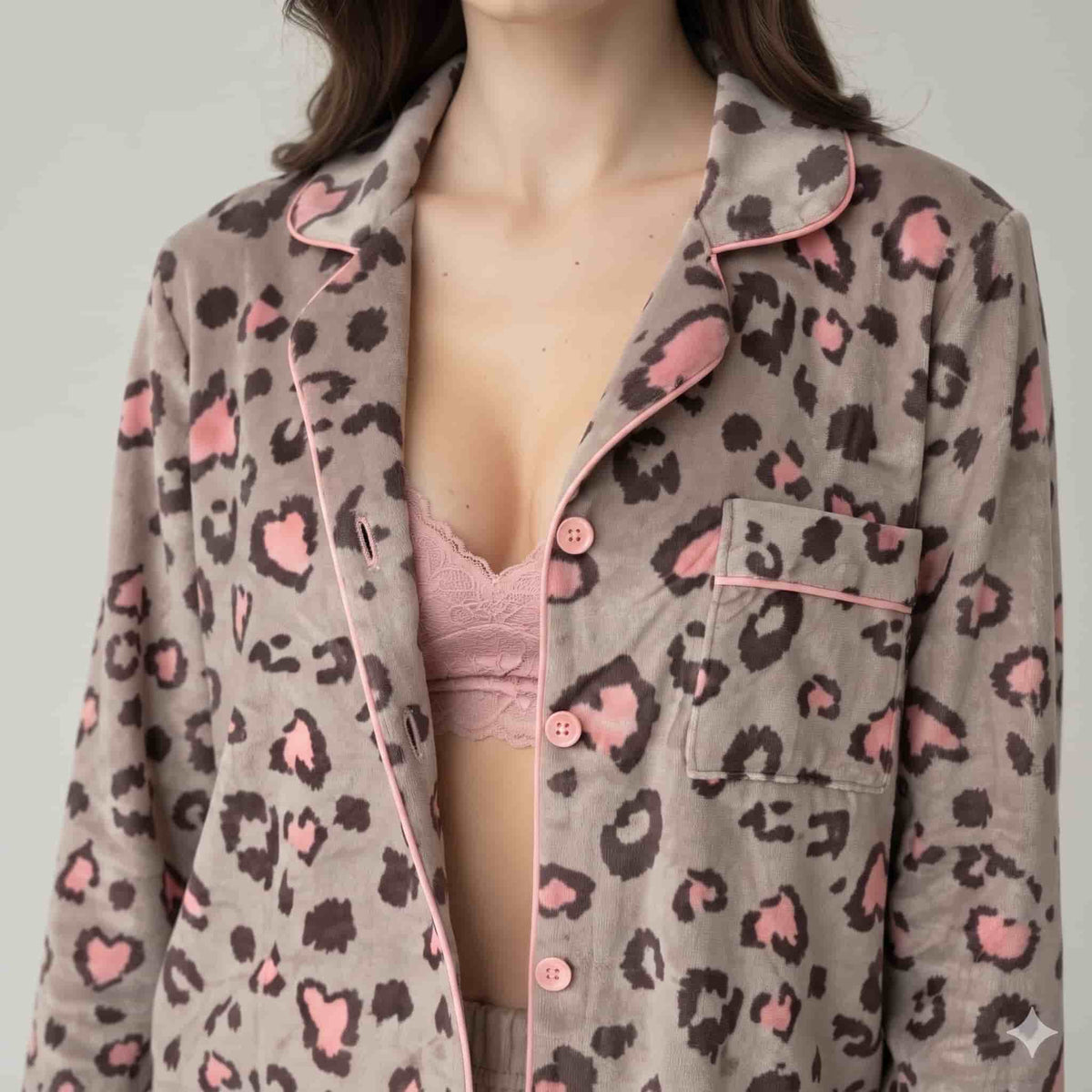 Wild Blush Women Winter Full Sleeves Pajama Set - Taupe Pink