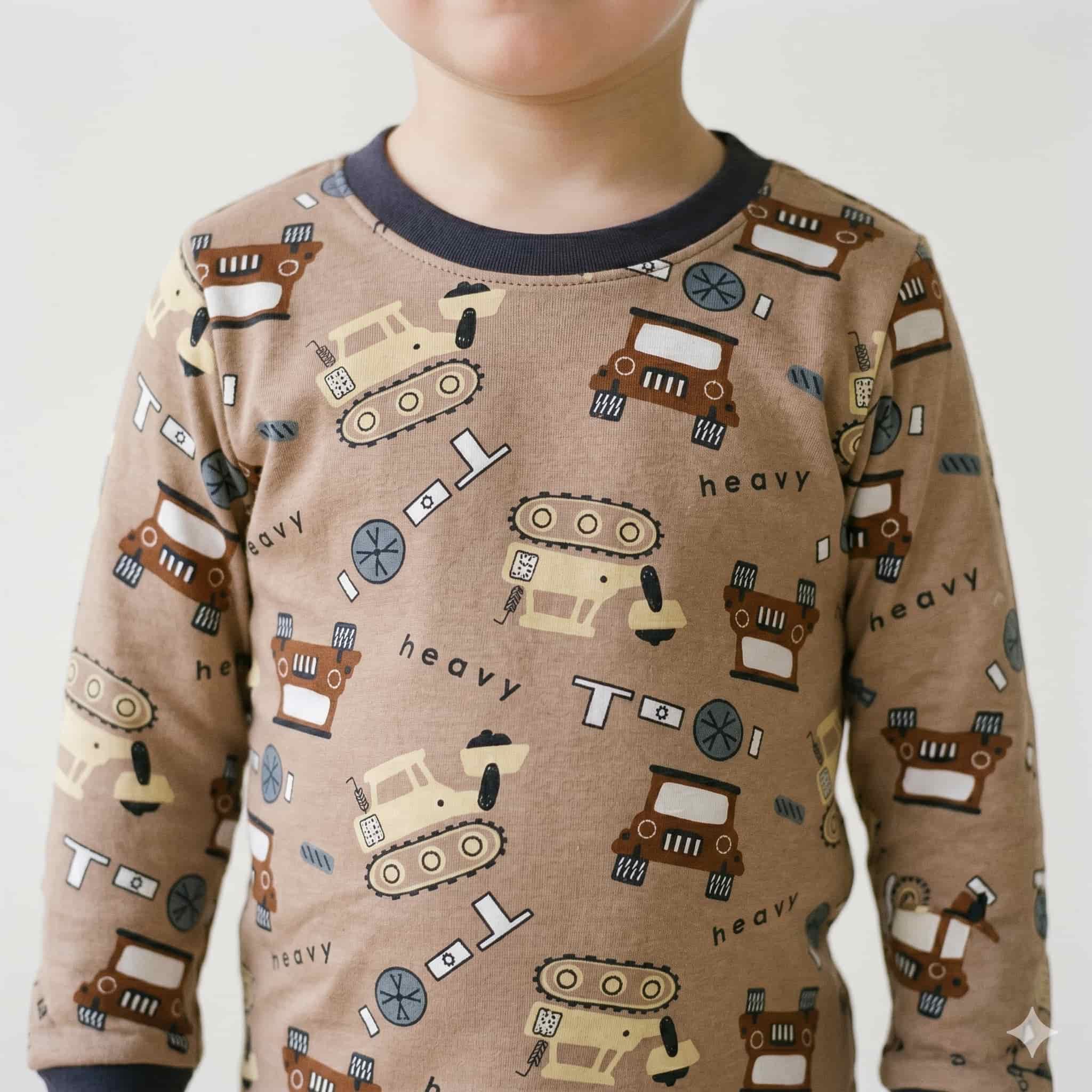 Heavy Duty Boys Full Sleeves Pajama Set - Brown