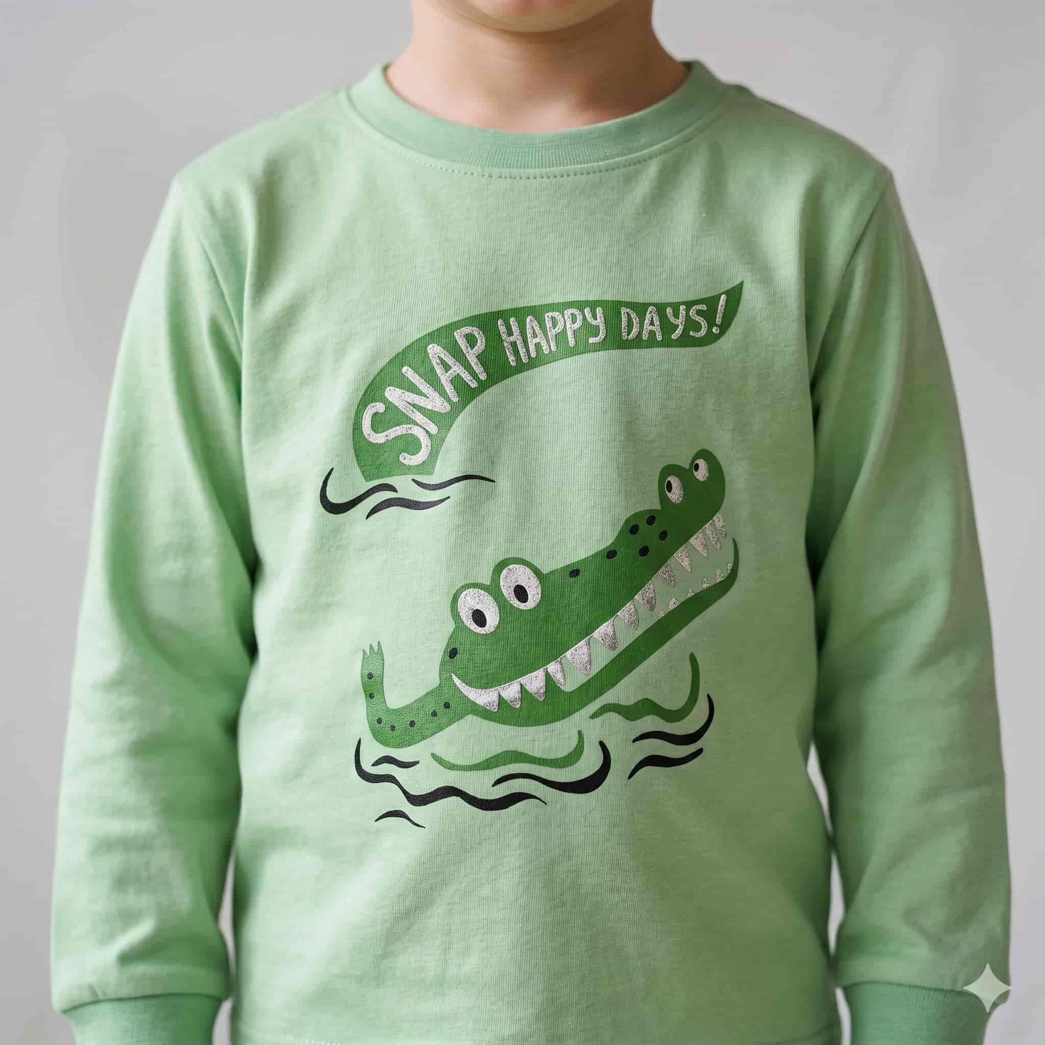 Snap Happy Boys Full Sleeves Pajama Set - Light Green