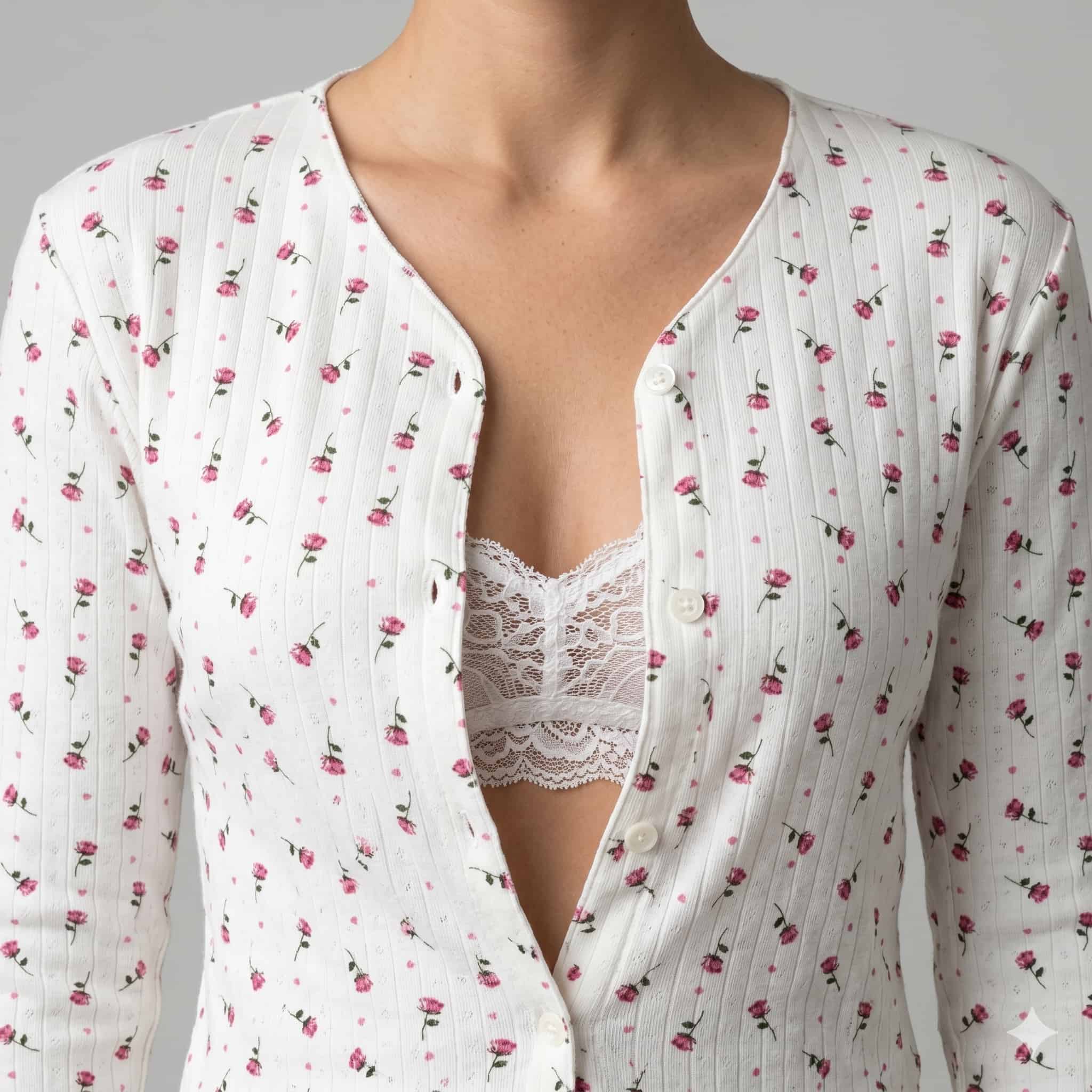 Rose Reverie Women Full Sleeves Pajama Set - White