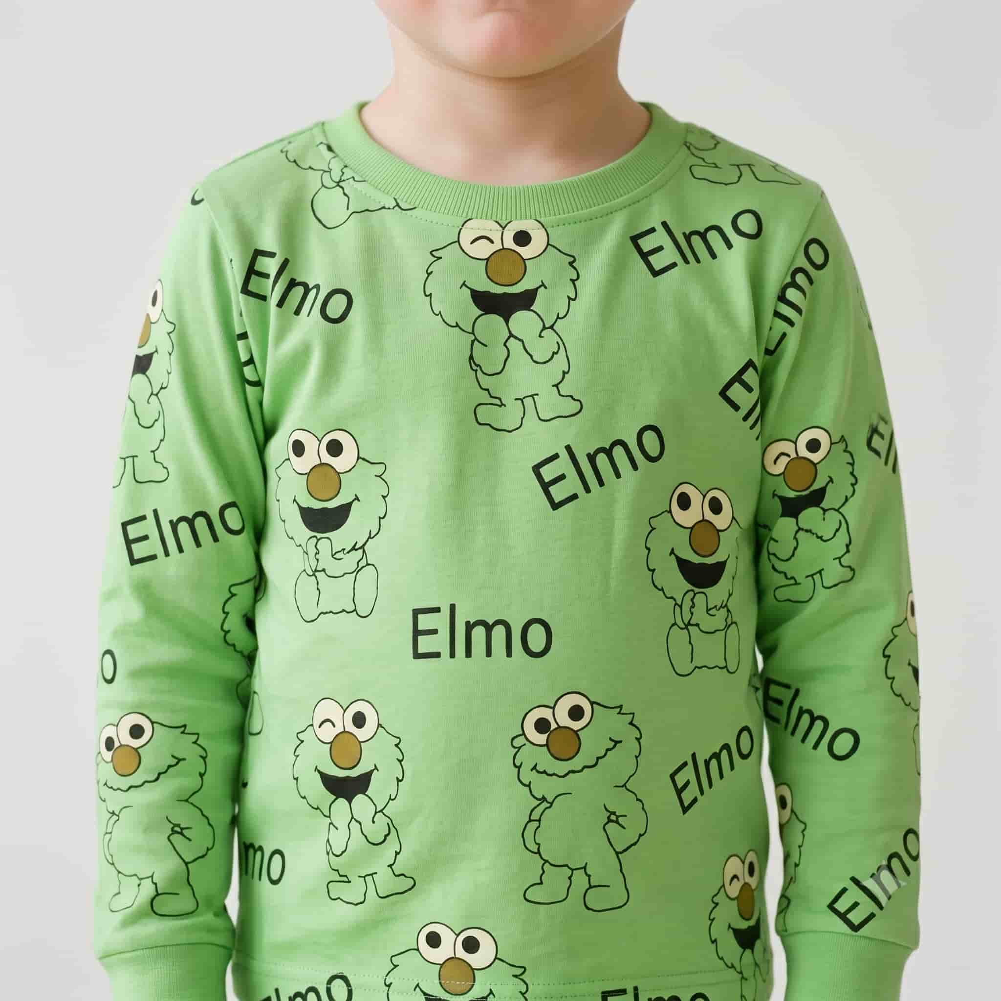 Elmo Giggles Boys Full Sleeves Pajama Set - Green