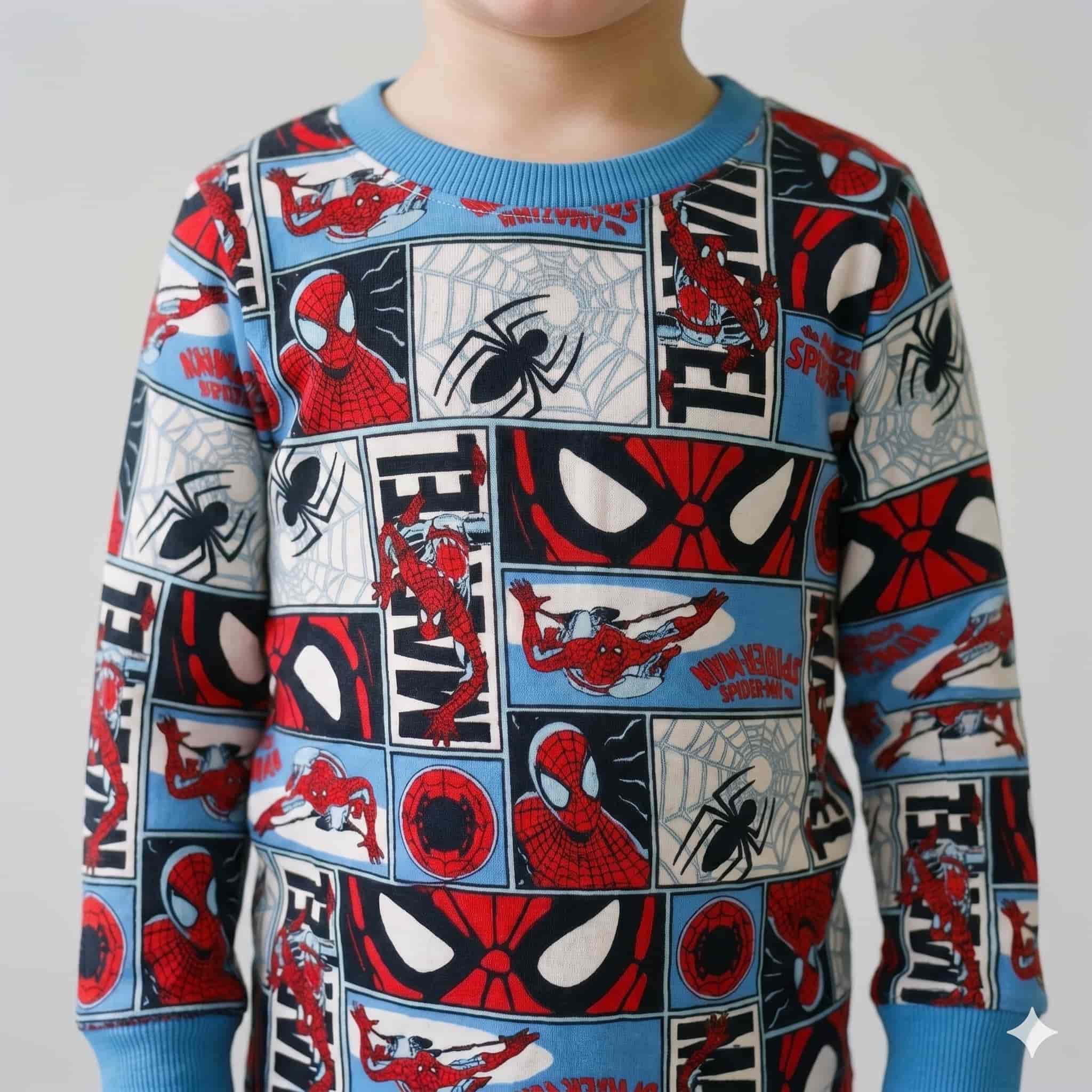 Spider Man Action Boys Full Sleeves Pajama Set - Blue