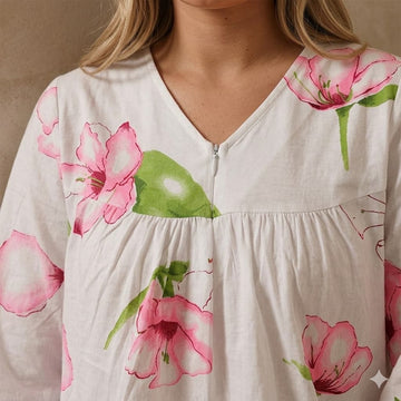 Petal Dream Women Full Sleeves Pajama Set – White
