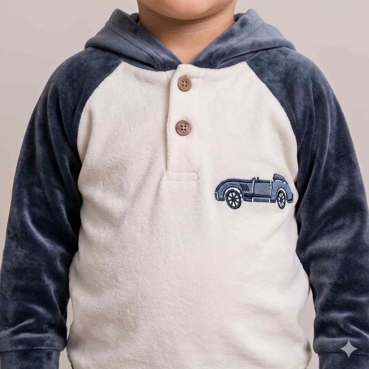 Speedy Snuggles Baby Boys Winter Full Sleeves Pajama Set – Cream White & Slate Grey