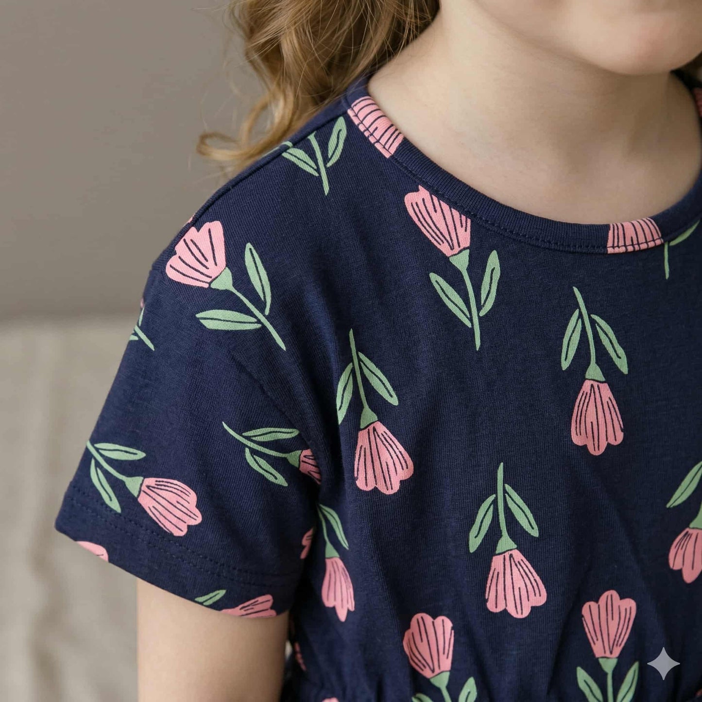 Floral Girl Frock - Blue