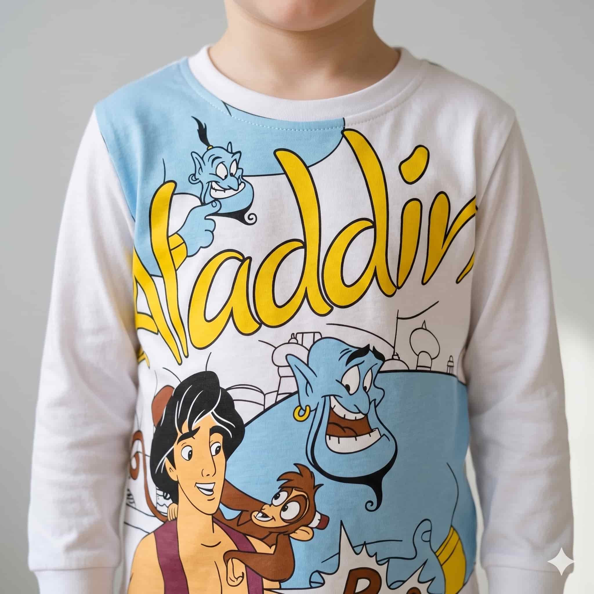 Aladdin Boys Full Sleeves Pajama Set - White