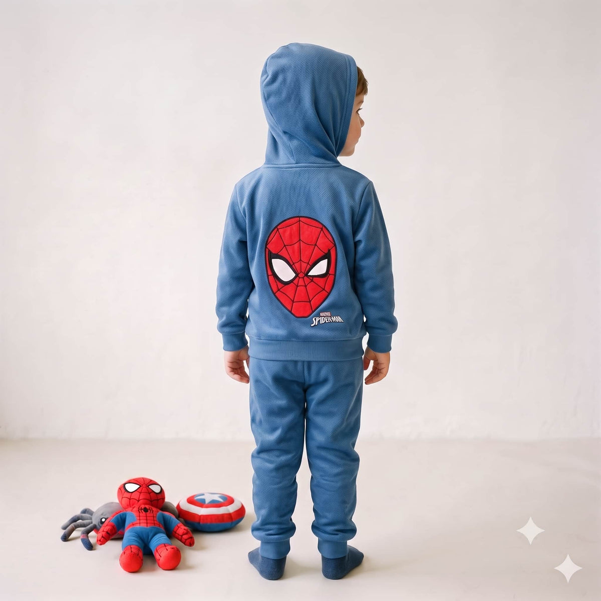 Spider Man Boys Winter Full Sleeves Pajama Set – Steel Blue