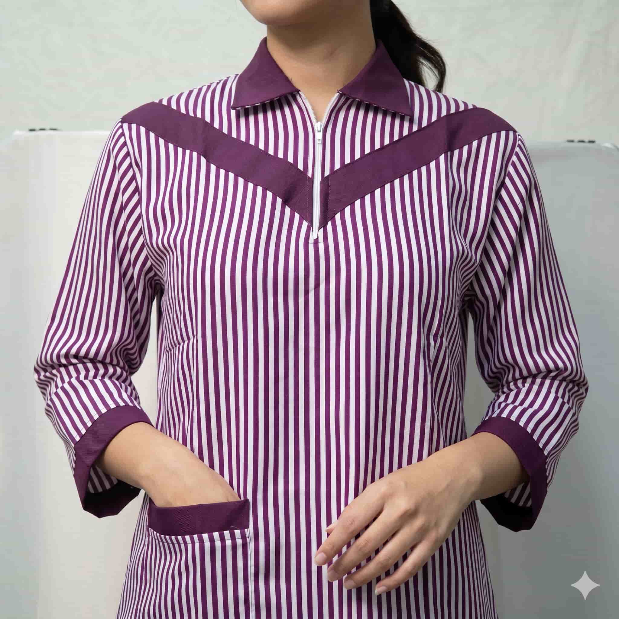 Regal Stripe Maid Women Uniform - Plum