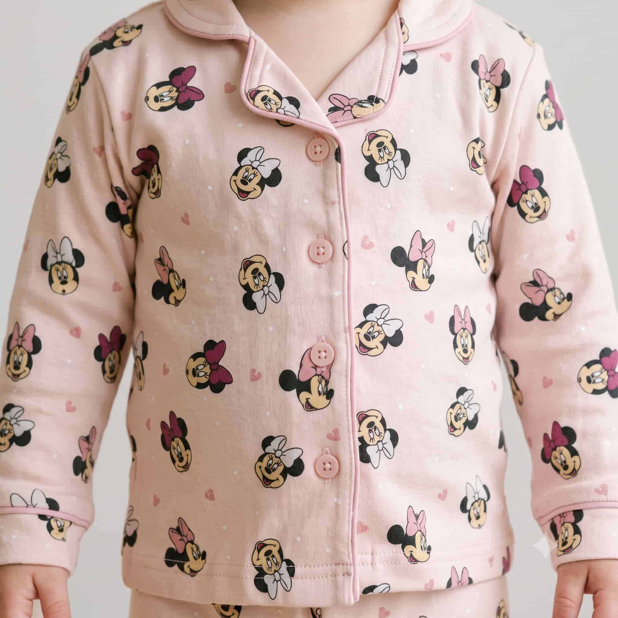 Minnie Mouse Baby Girls Full Sleeves Pajama Set - Light Pink